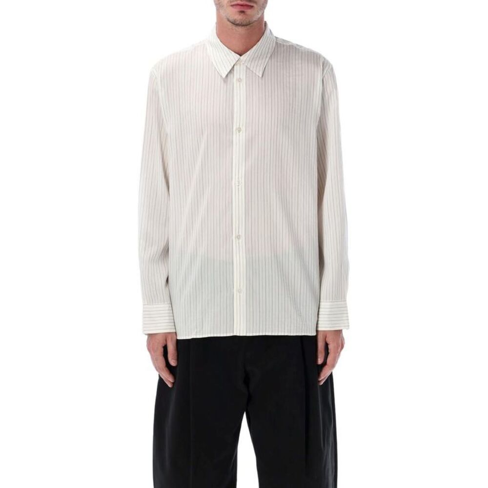 STUDIO NICHOLSON Men's Pinstripe Button-Down Shirt Men ECRU BLACK Shirts